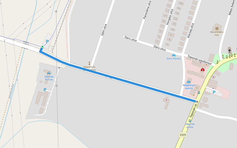 P■ (Deseda – Toponár) walking route map in Kaposvár