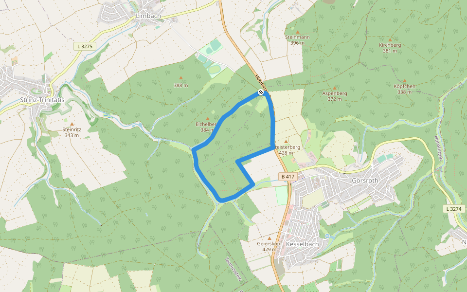 Rundwanderweg Erlenblatt walking route map in Hünstetten
