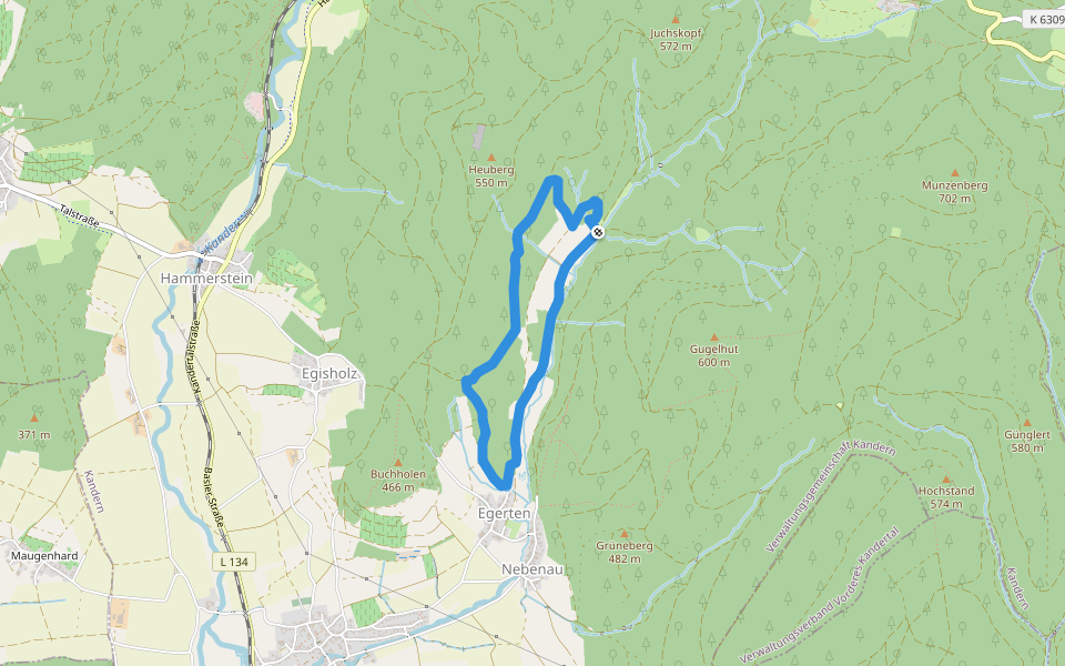 Kalkofen-Erlebnispfad walking route map in Kandern