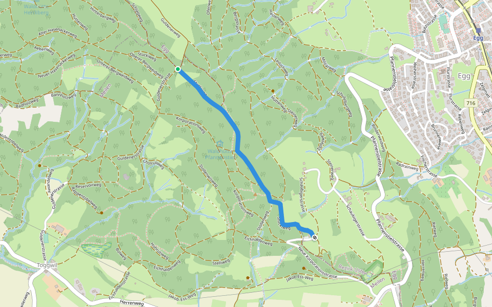 Guldener Höchi - Pfannenstiel Hochwacht walking route map in Forch