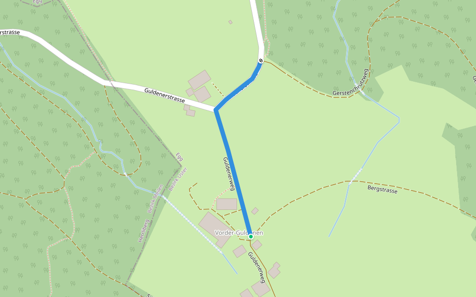 Vorderguldenen - Gerstenchrütz walking route map in Forch