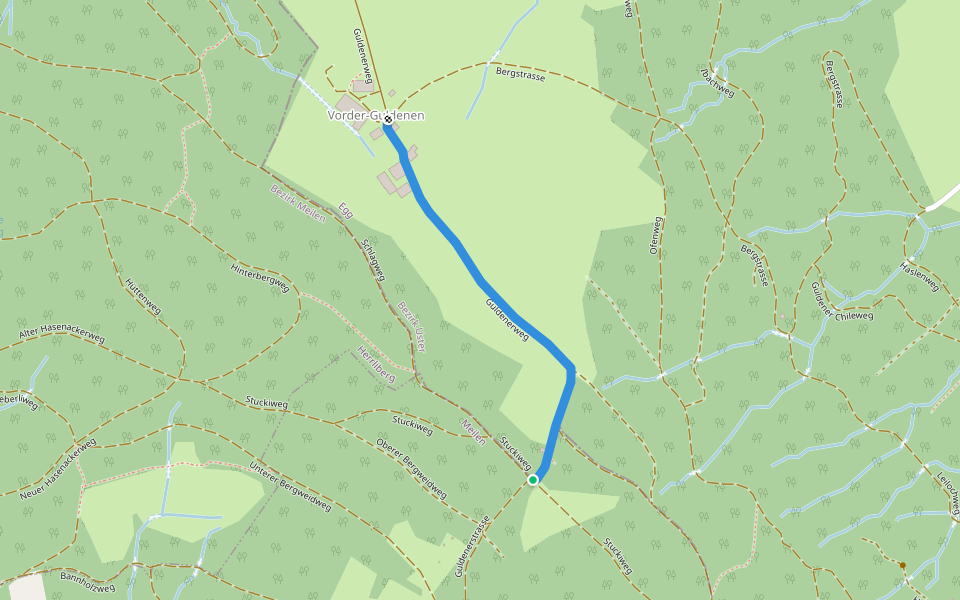Guldener Höchi - Vorderguldenen walking route map in Forch