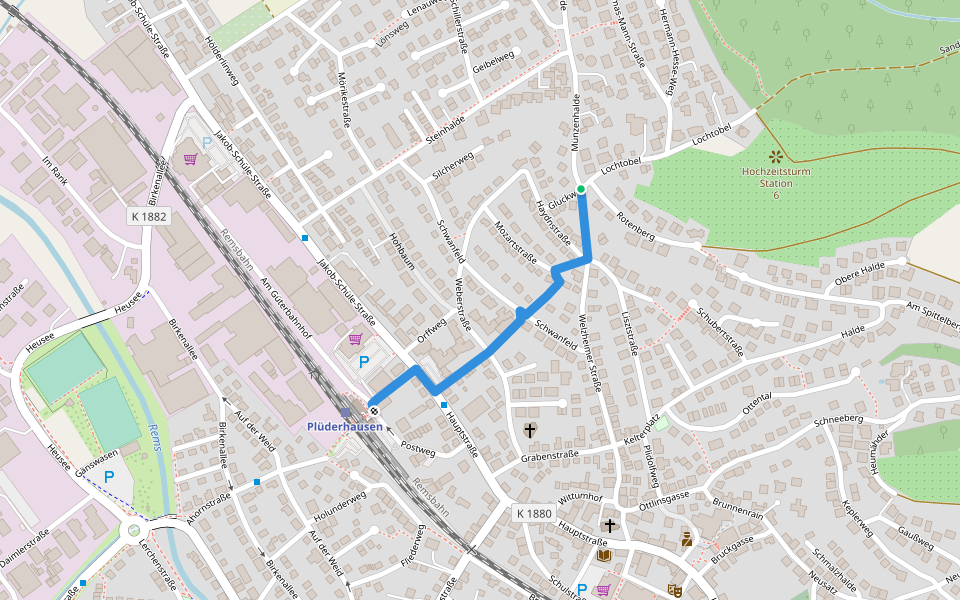 Plüderhauen (Bhf) - Reesenbänkle walking route map in Plüderhausen