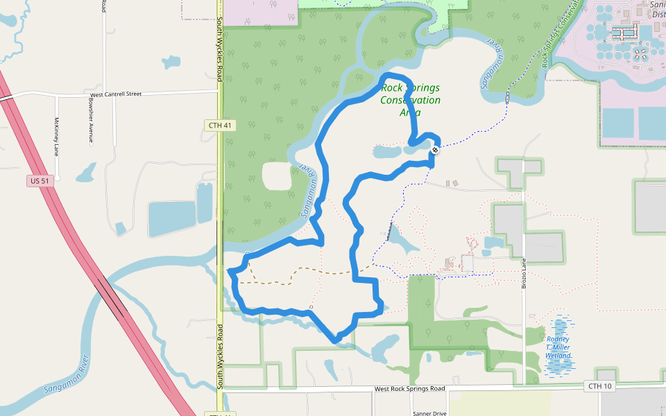 River Trail walking route map in Decatur
