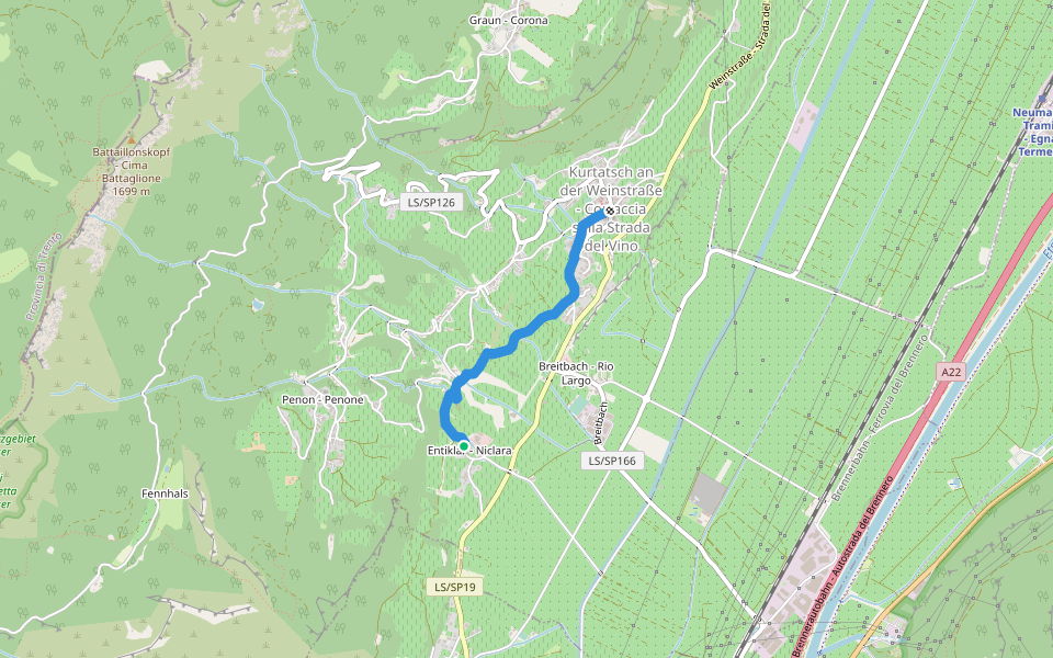 Weinlehrpfad walking route map in Niclara