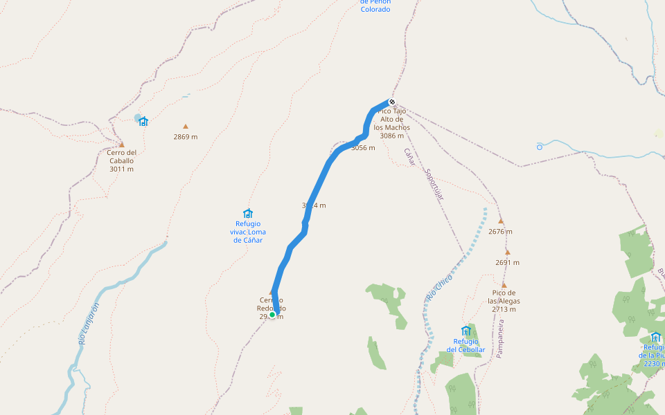 Cañada Real de Sierra Nevada walking route map in Lanjarón