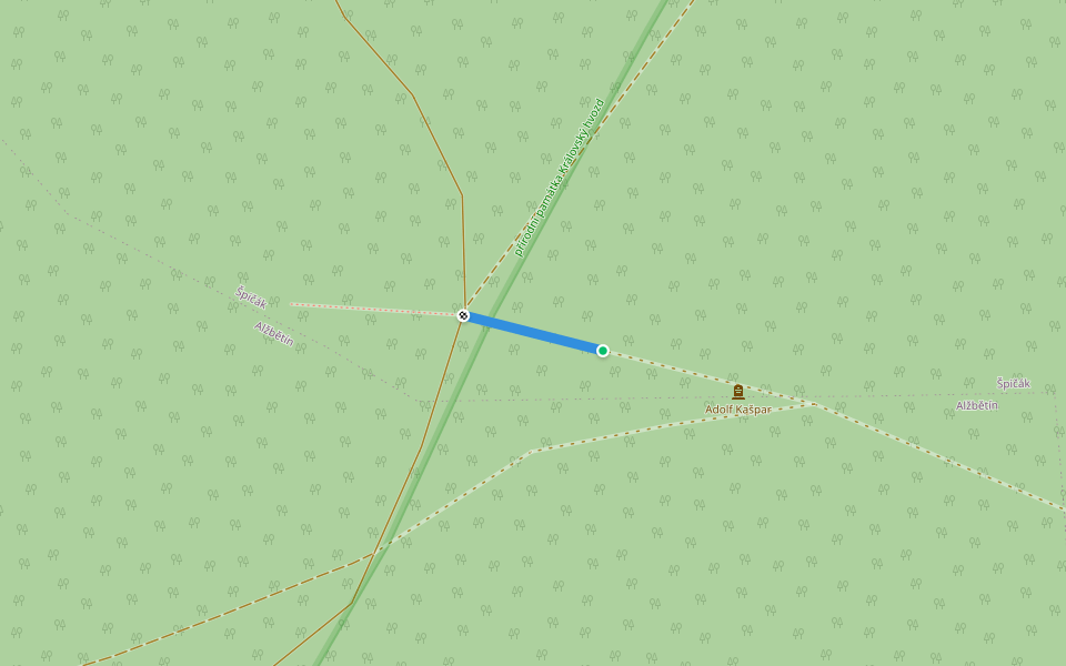 [Č] K pomníčku A. Kašpara walking route map in Železná Ruda