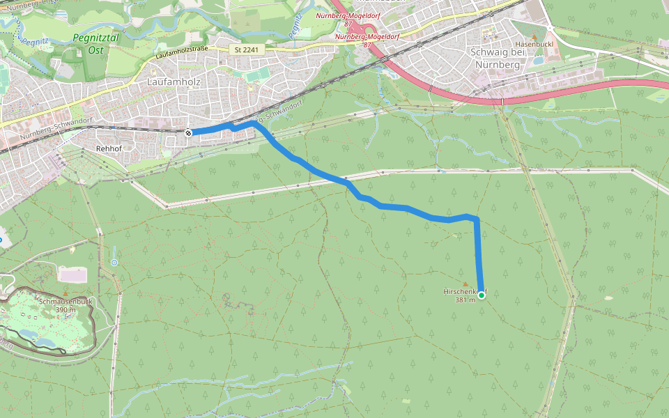 Blauring walking route map in Laufamholzer Forst
