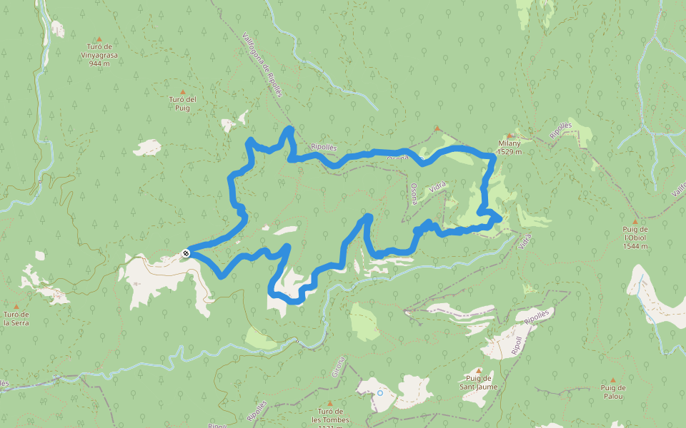 De Llaés al Castell de Milany walking route map in Llaés