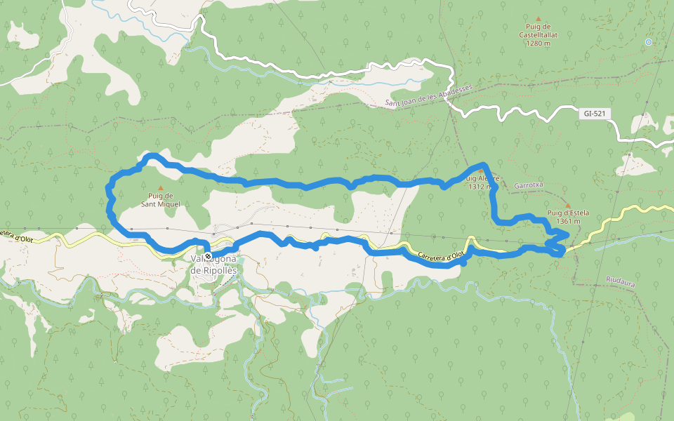 Trescant per la Serra de Puig d'Estela walking route map in Vallfogona de Ripollès