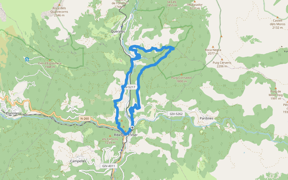 Pels veïnats de l'Alt Freser walking route map in Ribes de Freser