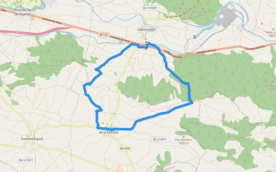 PRC-BU 168 Sendero de los Valles walking route map in Vadocondes