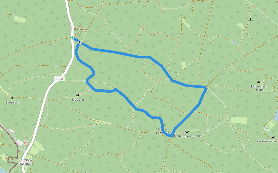 Veldensteiner Forst - Rundweg Auerhahn walking route map in Veldensteiner Forst