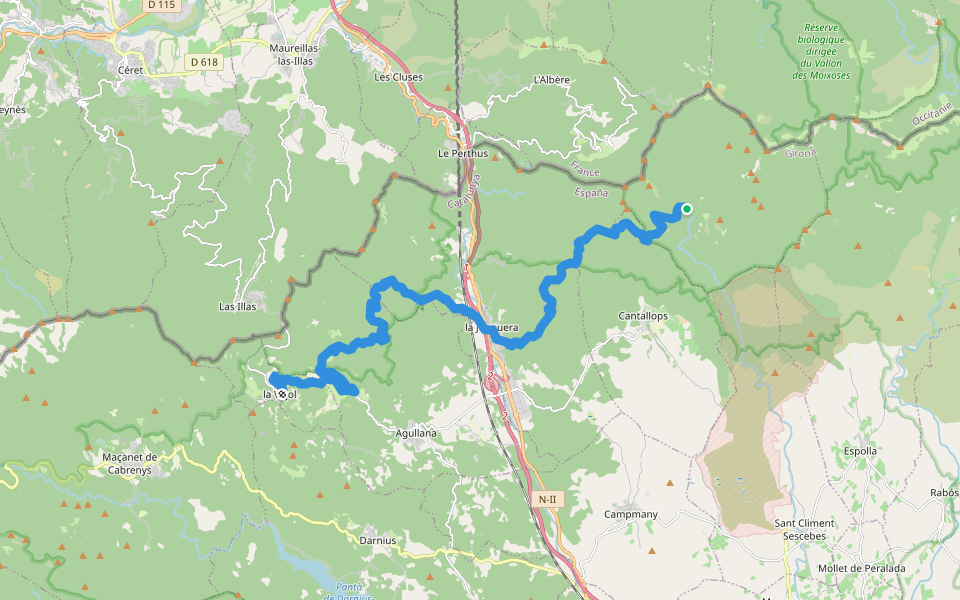 GR 11 Senda Pirenaica - E04 walking route map in Requesens