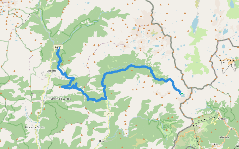 GR 11 Senda Pirenaica - E16 walking route map in Alins