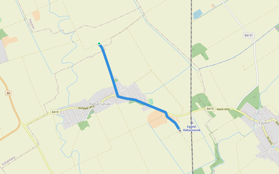 S+ (Rábacsanak) walking route map in Szilsárkány