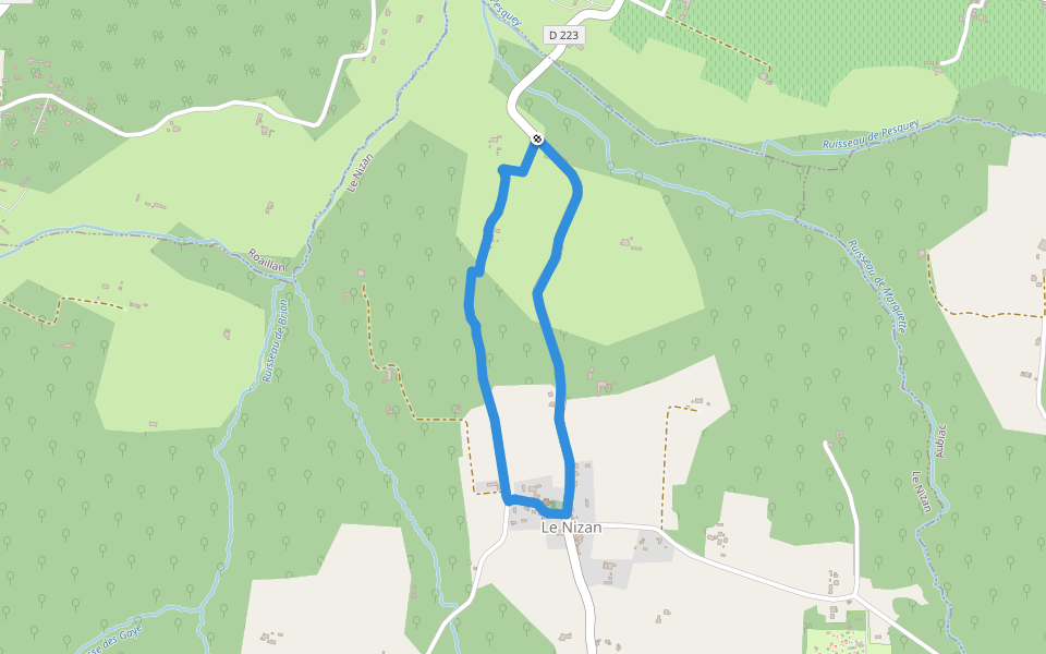 Le Nizan : boucle locale walking route map in Le Nizan