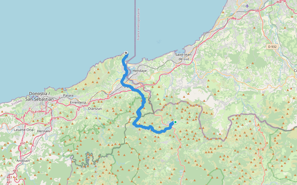 GR 11 Senda Pirenaica - E37 walking route map in Bera