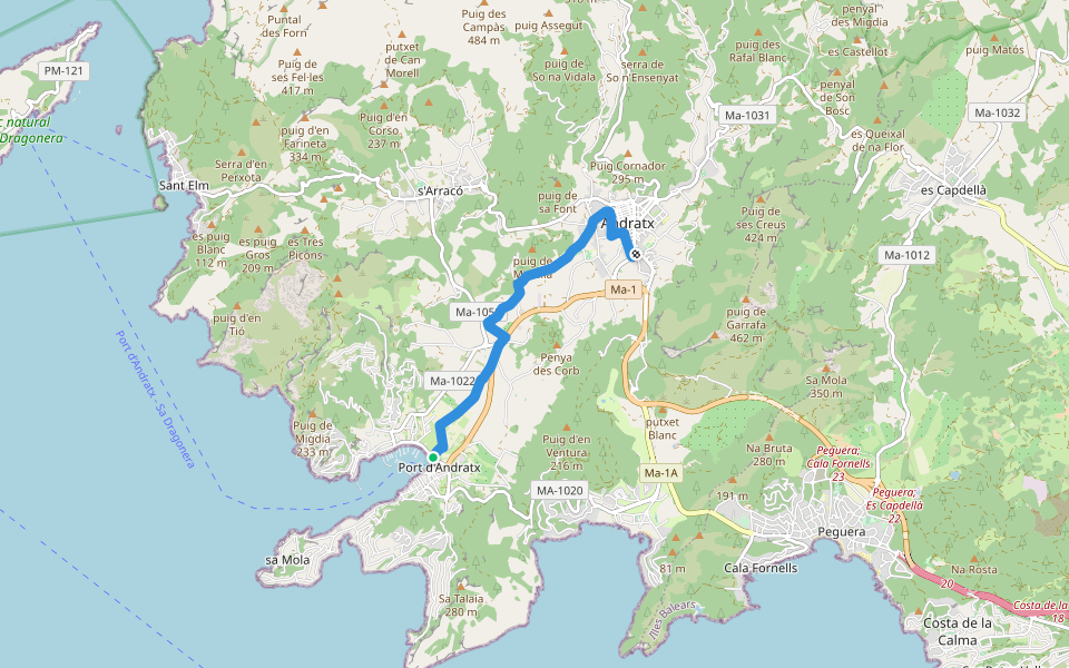 Port Andratx - Andratx walking route map in Andratx