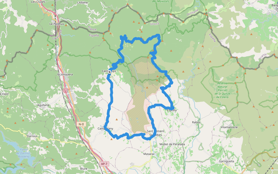 Ruta dels Aspres i l'Albera walking route map in Cantallops