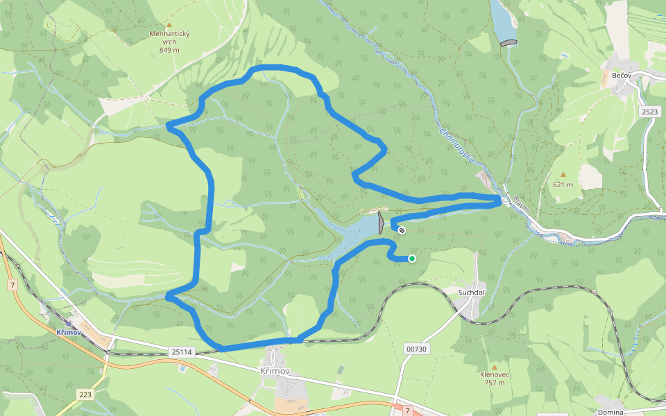 [Ž] Stráž - Třetí mlýn (rozc.) - Stráž (okruh) walking route map in Křimov