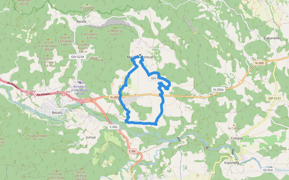 Ruta del romaní walking route map in Maià de Montcal