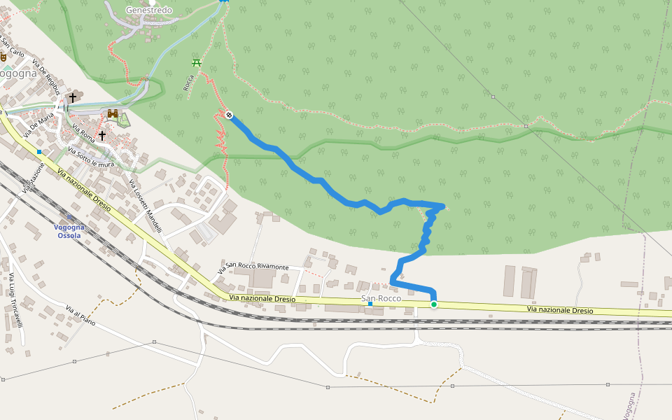 A00d - Vogogna fraz San Rocco - Sentiero Geologico - bivio A34a La Rocca walking route map in Vogogna