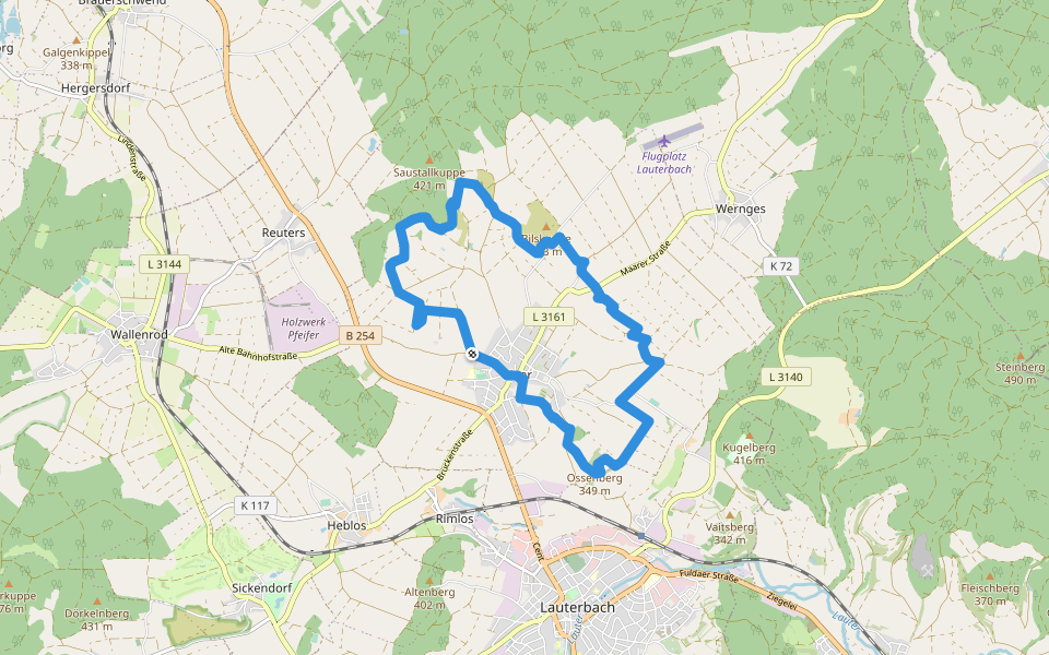 WiesenTour walking route map in Lauterbach (Hessen)