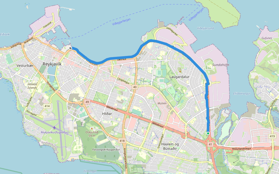 Mánaleið walking route map in Reykjavík