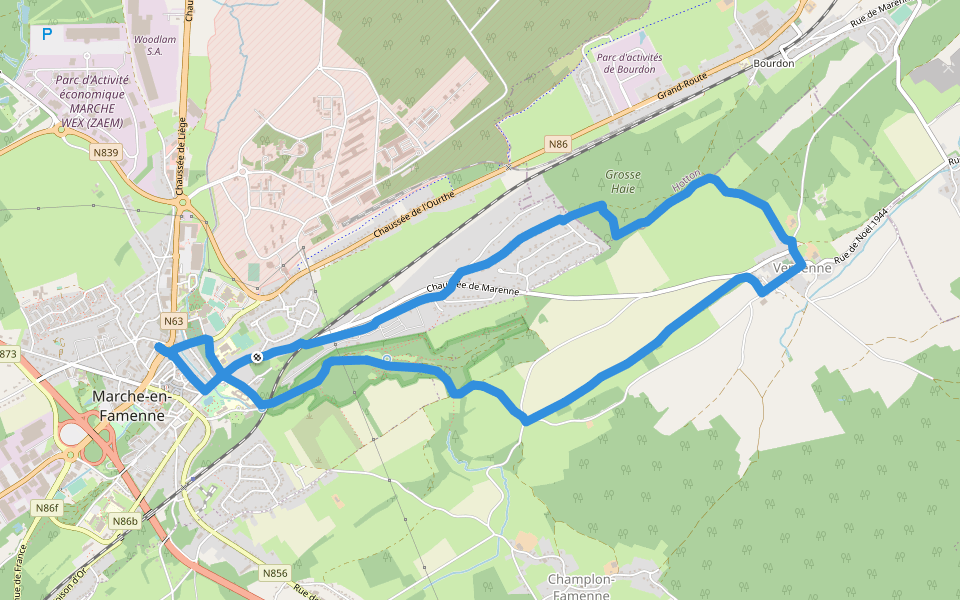 2. Promenade Pâquerette walking route map in Marche-en-Famenne