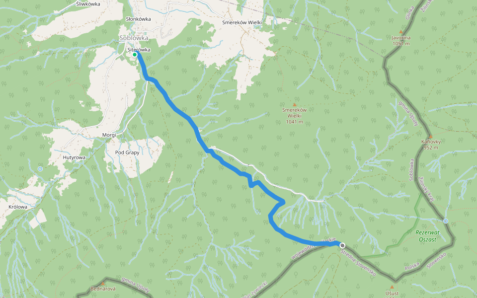Szlak Pasterski walking route map in Soblówka