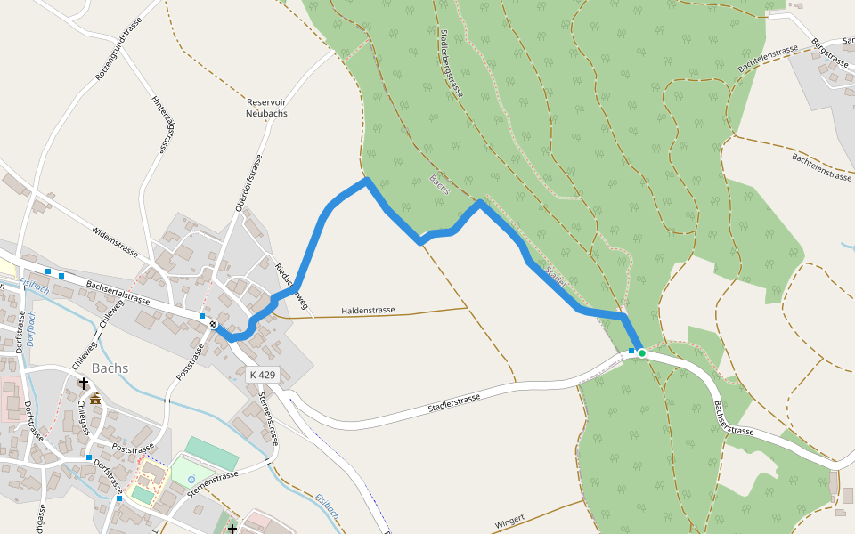 Stig - Neu Bachs walking route map in Stadel bei Niederglatt