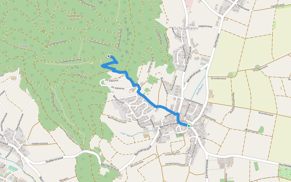 Stadel - Stadlerberg walking route map in Stadel bei Niederglatt