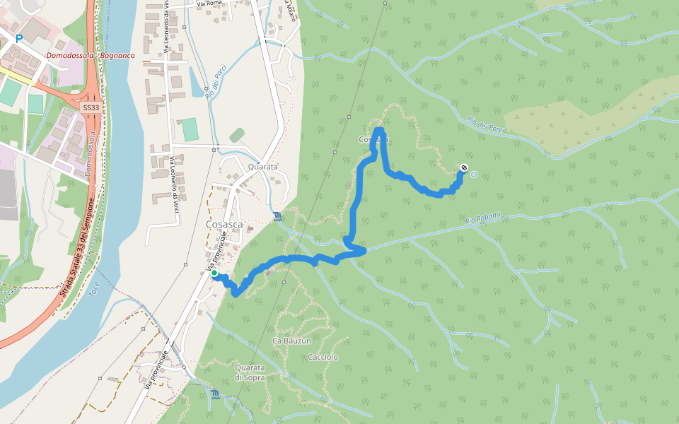 A17 - Cosa - Pra la Varda walking route map in Cosa