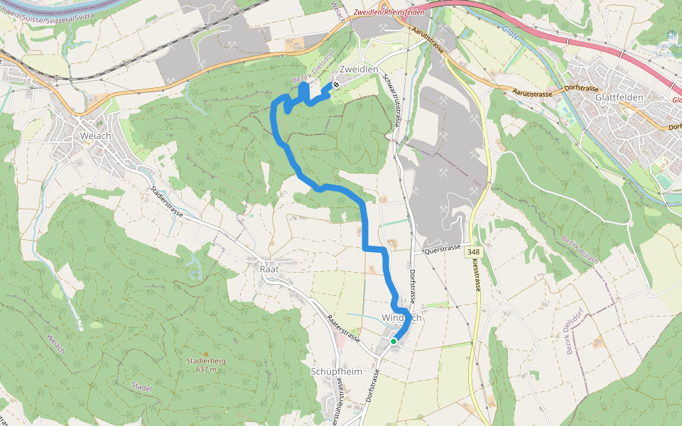 Windlach - Zweidlen walking route map in Stadel bei Niederglatt