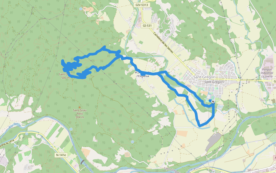 De Sant Gregori a Sant Grau walking route map in Sant Gregori