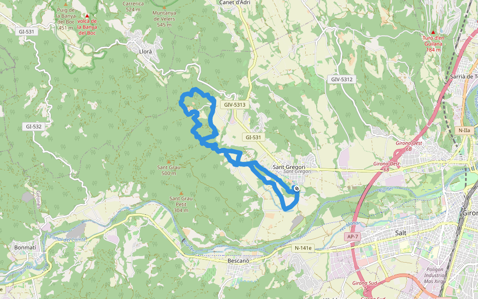 De Sant Gregori a Santa Afra walking route map in Sant Gregori