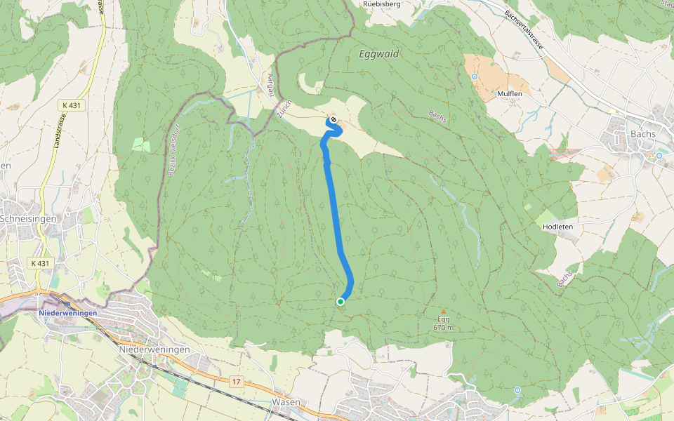 Schliniker Platten - Wattwil walking route map in Oberweningen