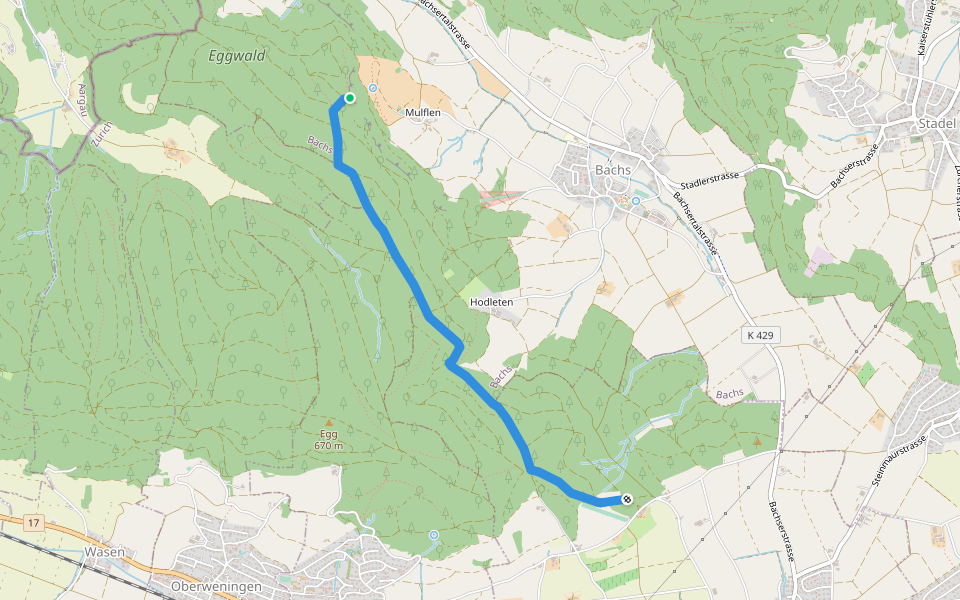 Mulflenflue - Egg walking route map in Bachs