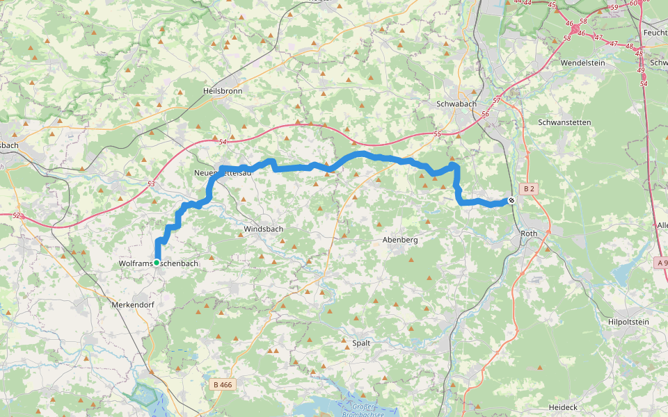 Parzifal-Weg Teil 2 walking route map in Wolframs-Eschenbach