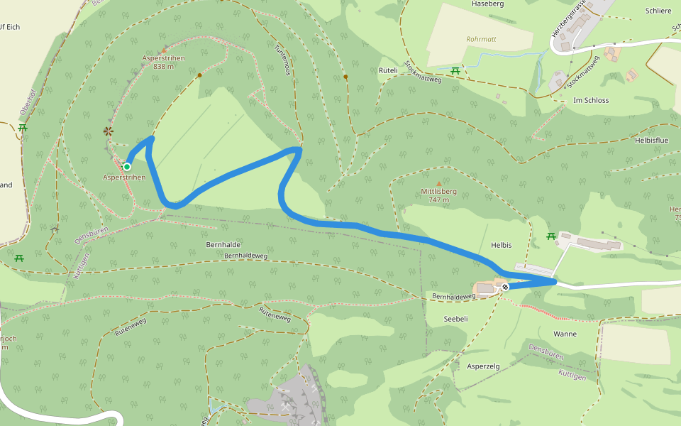 Asperstrihen - Herzberg walking route map in Densbüren