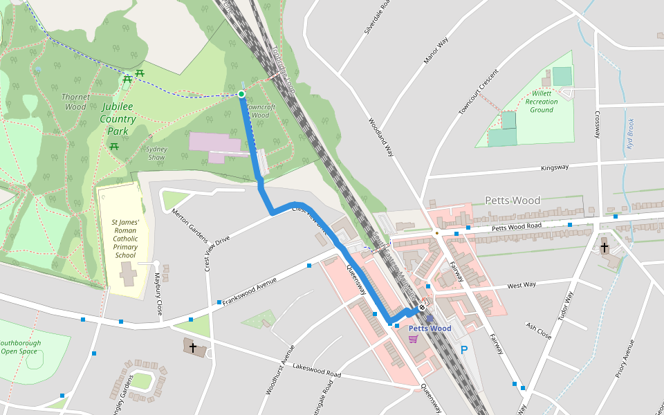 LOOP Link to Petts Wood station walking route map in Orpington