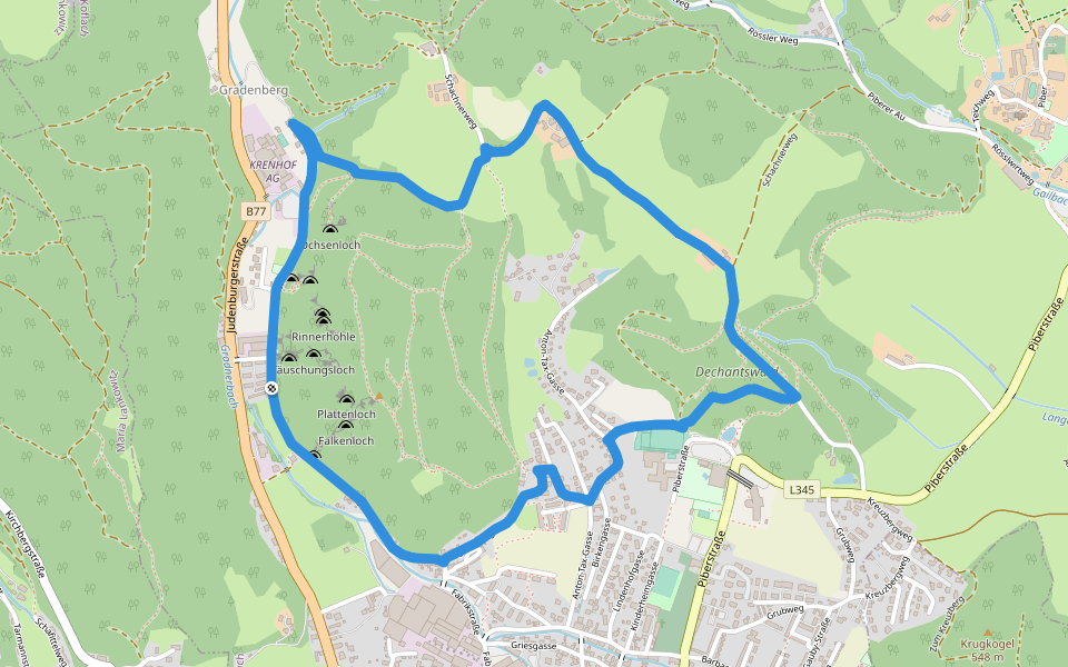 Zigöllerkogel Rundweg walking route map in Köflach