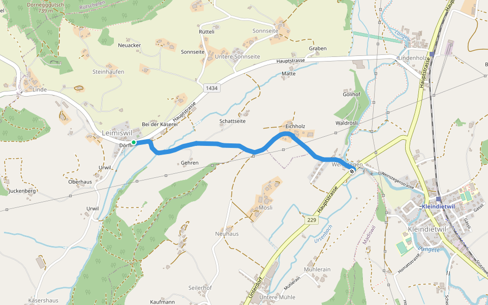 Leimiswil - Wystägen walking route map in Madiswil