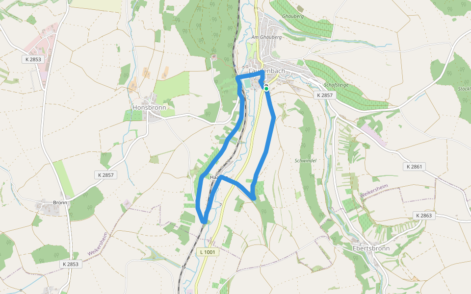 Steinriegelweg walking route map in Weikersheim