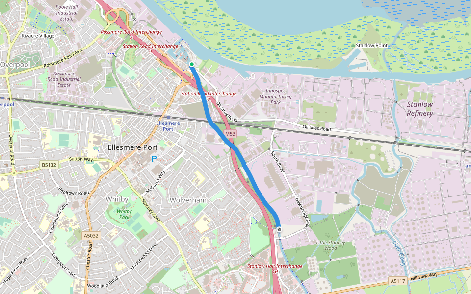 Canalside Trail walking route map in Ellesmere Port