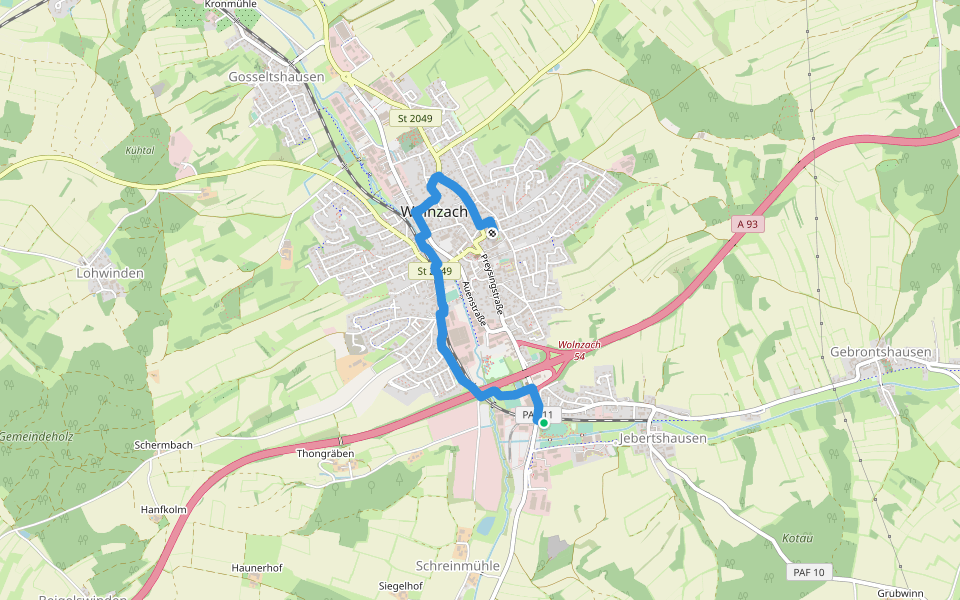 Lauf 10 Schüler walking route map in Wolnzach