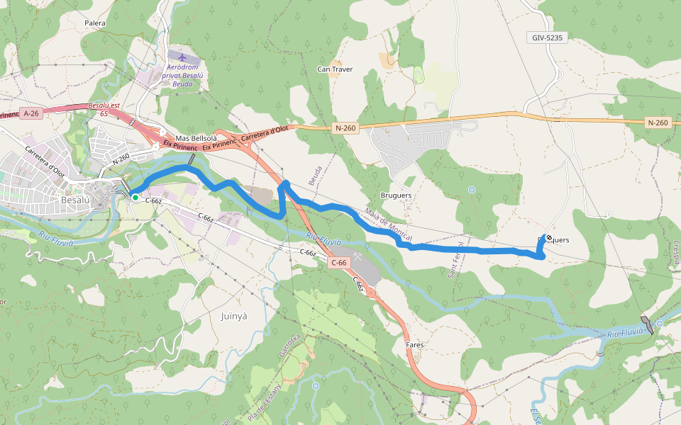 Besalú-Dosquers walking route map in Besalú