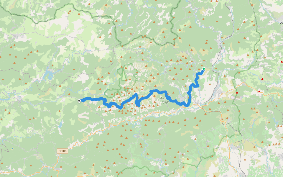 Des Vosges aux Pyrénées 06, Boussagues - Col de Fontfroide walking route map in La Tour-sur-Orb