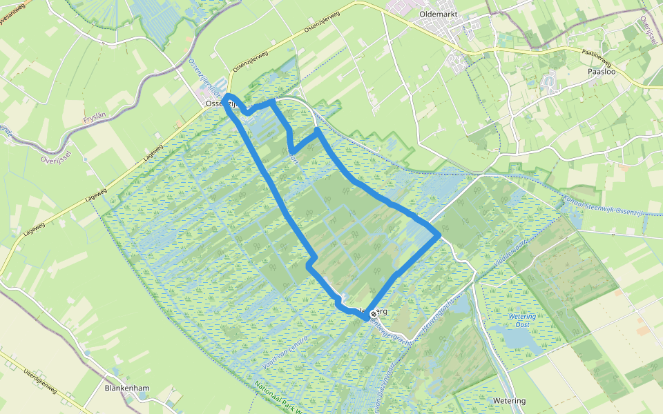 WNW WaterReijk - Kalenberg/Ossenzijl - gele route walking route map in Kalenberg
